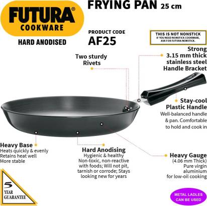Hawkins Hard Anodised Frying Pan 25 cm Diameter 1 L (AF25) - Distacart
