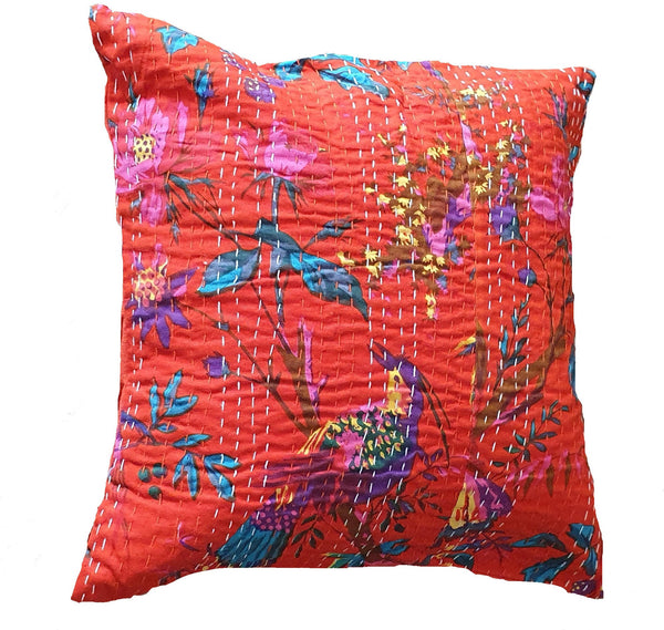 The Decor Nook Orange Base With Birds Print Cushion Cover - Distacart