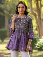 Thumbnail for Juniper Women's Lavender Printed Flared Tunic - Distacart