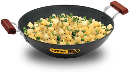 Hawkins Futura Hard Anodised Deep Fry Pan Flat Bottom Kadhai 5 L (AD50) - Distacart