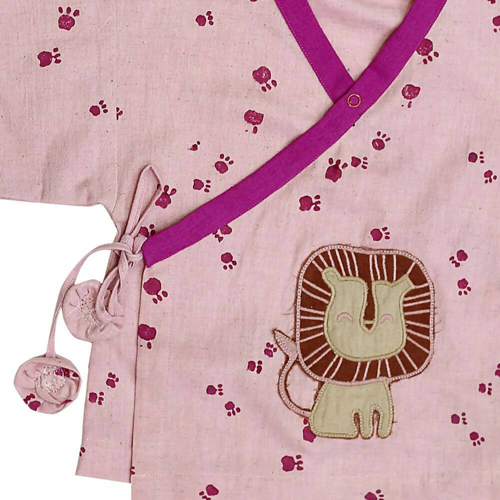 Mhyssa Mufasa Half Sleeve Wrap Style Pink T-shirt With Shorts Set For Kids - Distacart