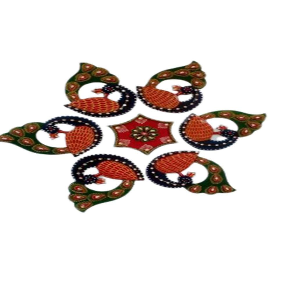 Kundan HandiKrafts MDF Designer Peacock Rangoli With Paper Mache Work - Distacart