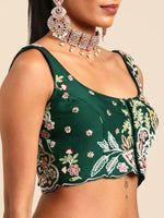 Thumbnail for House of Panchhi Green Georgette Sequins and thread embroidery Lehenga choli & Dupatta - Distacart