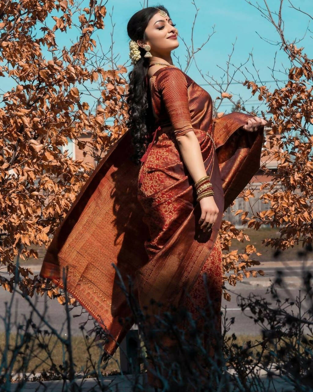 DEIANA'S Beautiful Golden Jari with New Design Soft Lichi Silk Saree - Maroon - Distacart