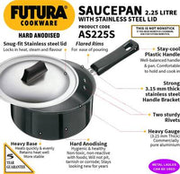 Thumbnail for Hawkins Futura Hard Anodised Sauce Pan 18 cm Diameter with Lid 2.25 L (AS225S) - Distacart