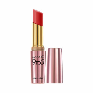 Lakme 9To5 Primer + Creme Lip Color - Red Rage CR3 - Distacart