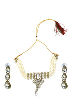 Thumbnail for Mominos Fashion Johar Kamal Gold-Plated Brass Finish Kundan/Stone Choker For Women (White) - Distacart