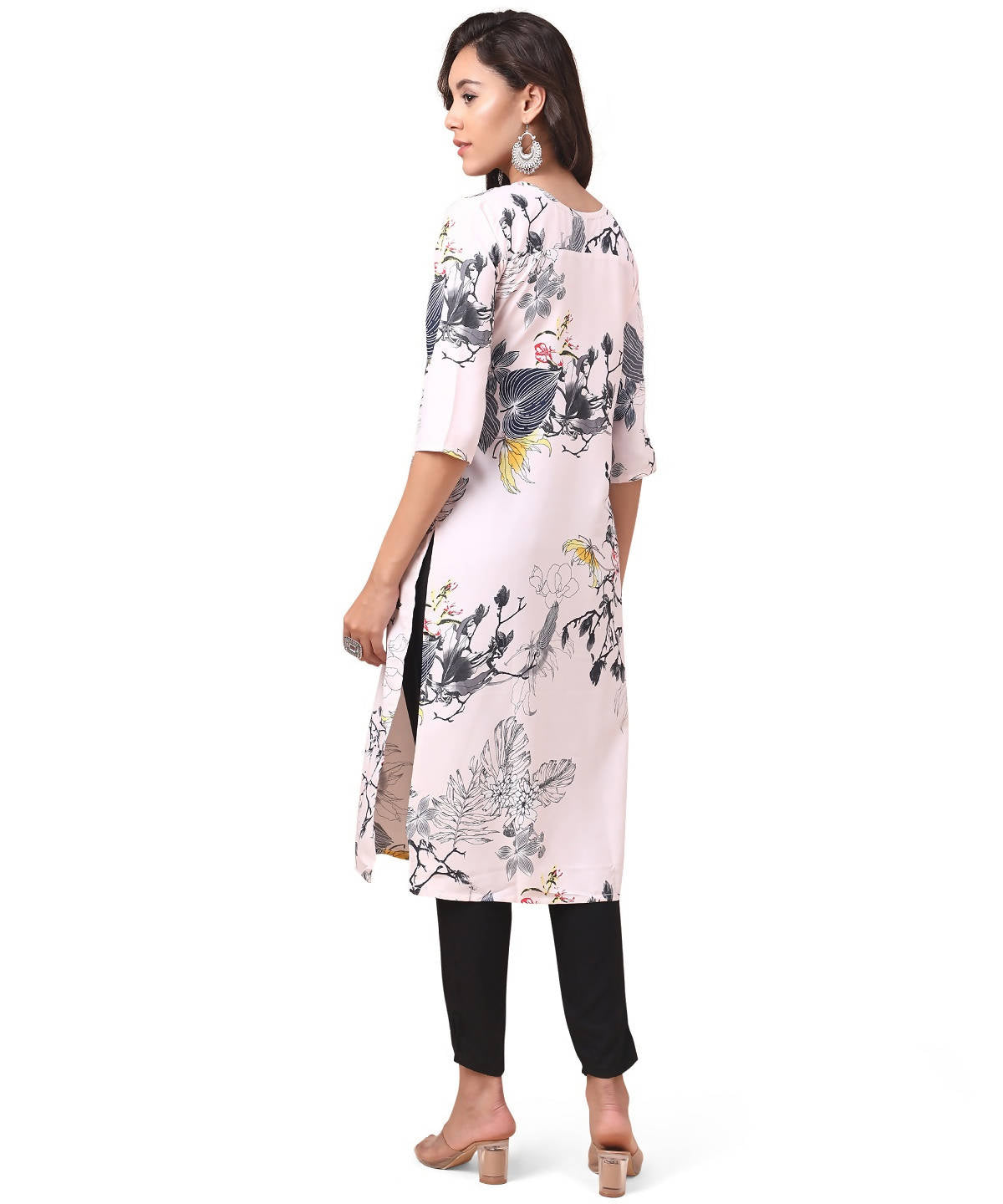 Vamika Cream French Crepe Printed Party Wear/Casual Wear Kurti - Distacart
