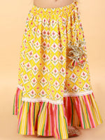 Thumbnail for Lil Drama Girls Ghaghra Choli Set - D Yellow - Distacart