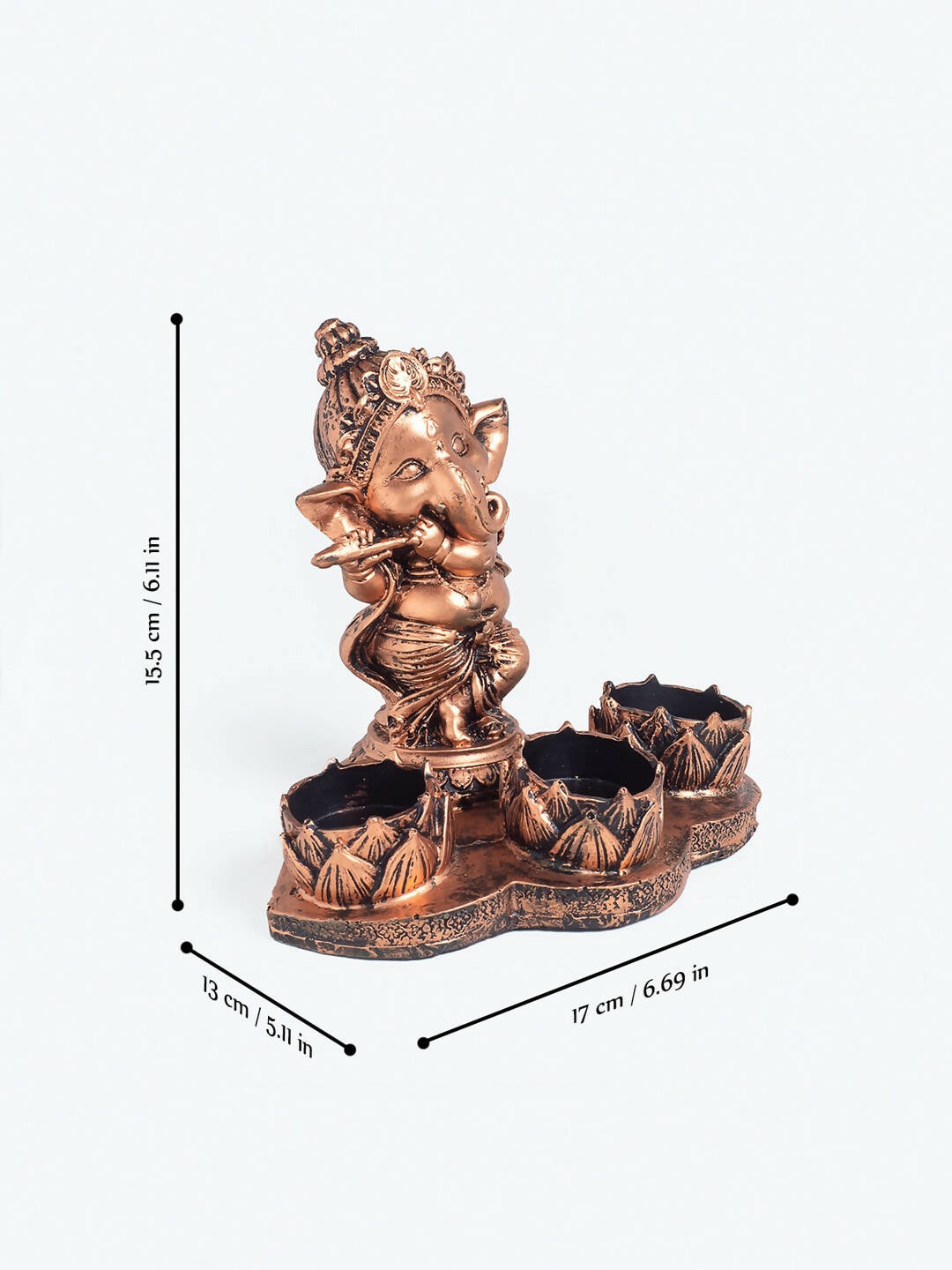 Golden Peacock Brown Ganesha Diya Holder - Distacart