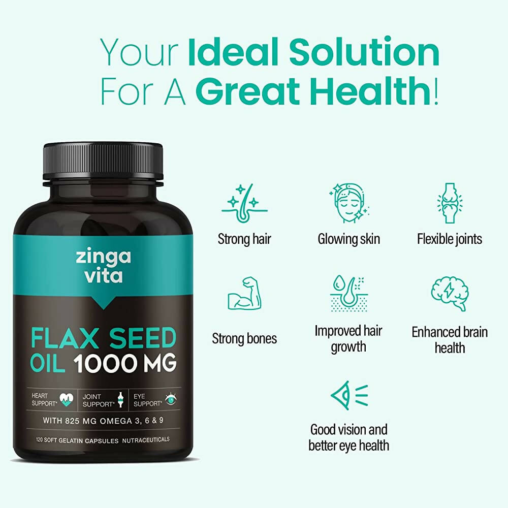 Zingavita Flaxseed Oil 1000 mg Softgel Capsules - Distacart