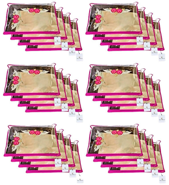 Kuber Industries Single Packing Saree Cover 24 pcs Set (Pink) - Distacart