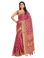 Thumbnail for Mimosa Women's Kanchipuram Art Silk Pink Saree - Distacart