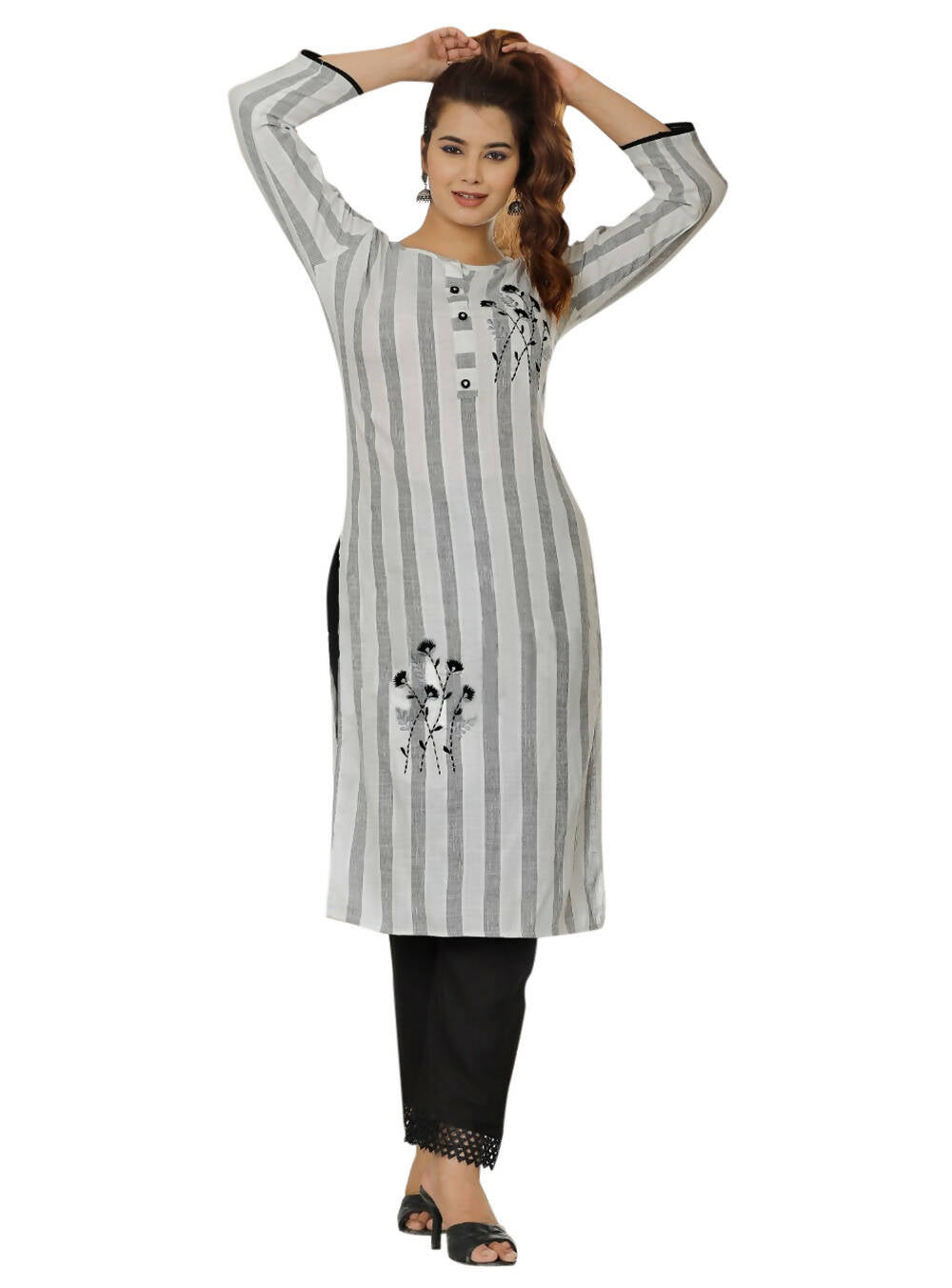 Vamika Embroidery Rayon White Party Wear/Casual Wear Kurta Set/Suit - Distacart