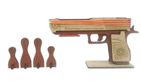 Thumbnail for Kraftsman Kraftsman Semi-Automatic Wooden Rubber Band Shooting Gun Toys for Kids & Adults with Target | 5 Rapid Fire Shots (Dark Brown) - Distacart