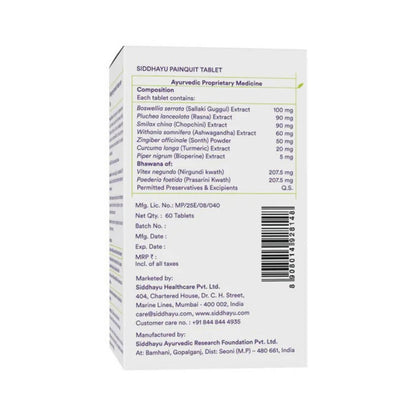 Siddhayu Ayurveda Painquit Natural 5 in 1 Joint Care Formula Tablets - Distacart