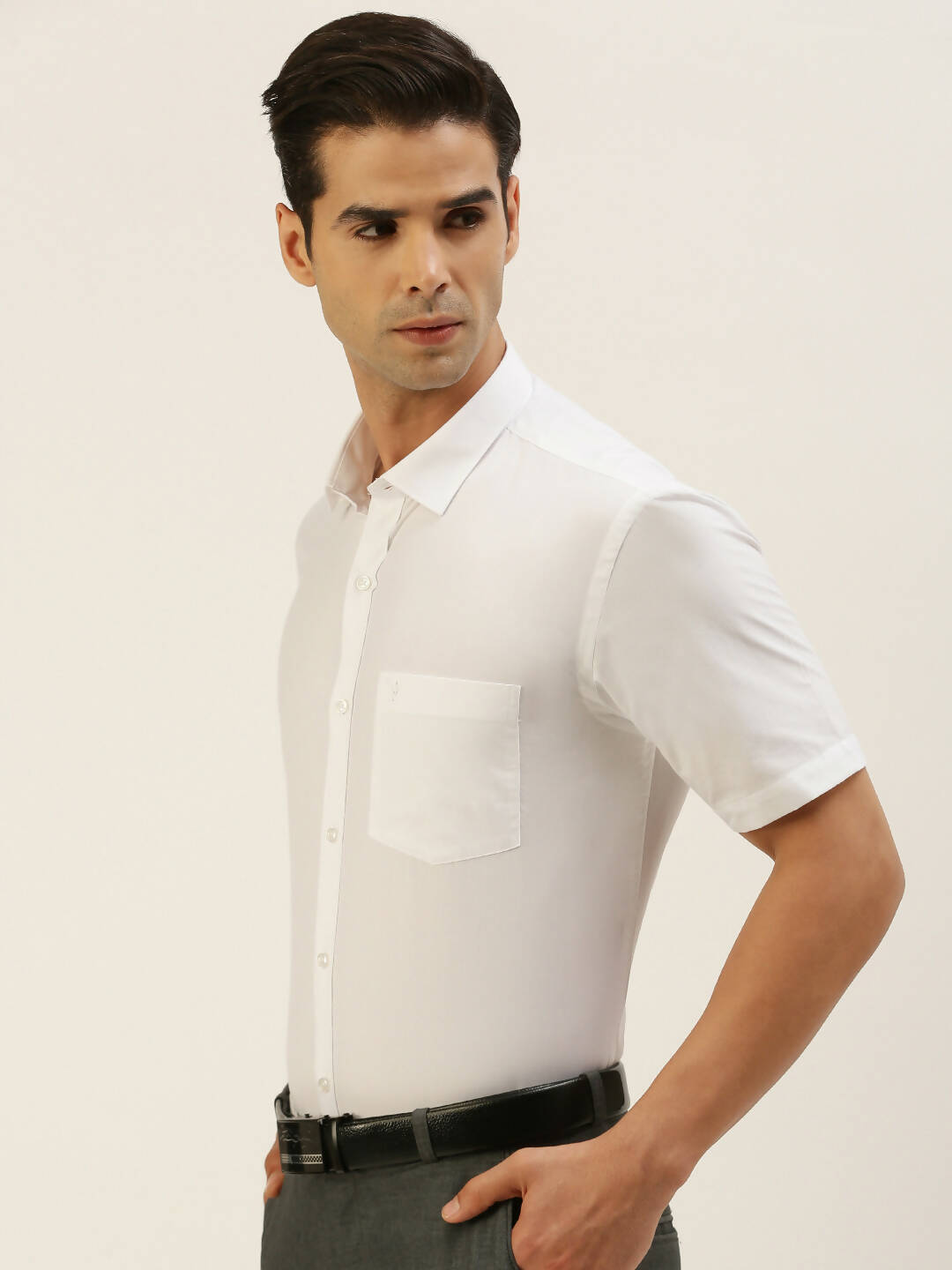 Ramraj Cotton Mens Half Sleeve Formal Poly Cotton White Shirt - Distacart