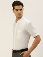 Thumbnail for Ramraj Cotton Mens Half Sleeve Formal Poly Cotton White Shirt - Distacart