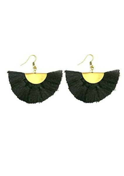 Tiaraa Alloy Tassel Earrings For Women (Black) - Distacart