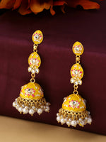 Thumbnail for NVR Women Gold Plated Yellow Jhumkas Earrings - Distacart