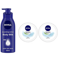 Thumbnail for Nivea Nourishing Lotion Body Milk & Soft Light Moisturizing Cream Combo Pack