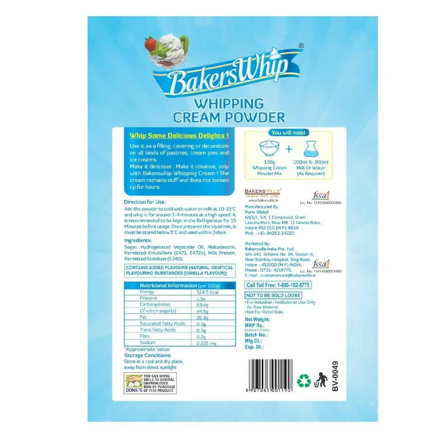 Bakerswhip Whipping Cream Powder - Distacart