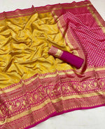 Thumbnail for DEIANA'S Beautiful Golden Jari with New Design Soft Lichi Silk Saree - Yellow - Distacart