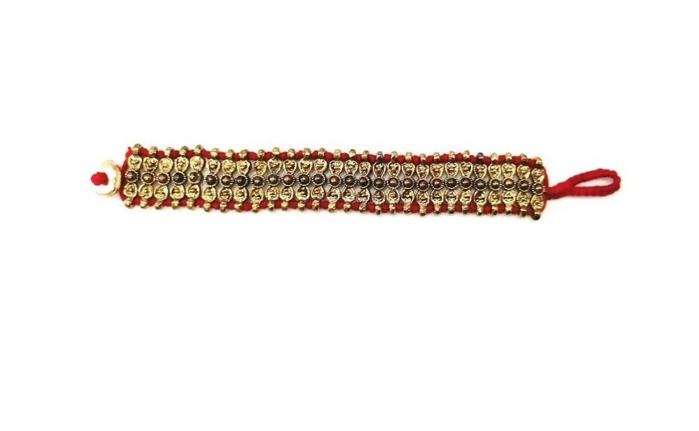 Bling Accessories Antique Brass Hand Weaved Metal Beautiful Beads Bracelet