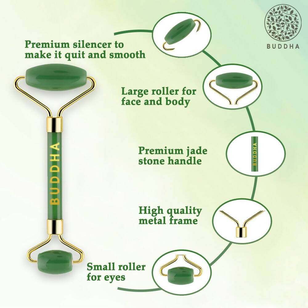 Buddha Natural Green-M Green Jade Face Roller Massager (Green) - Distacart