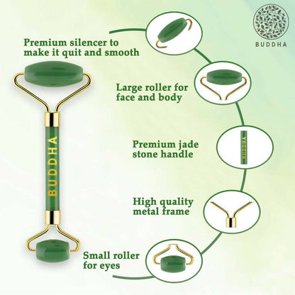 Buddha Natural Green-M Green Jade Face Roller Massager (Green) - Distacart