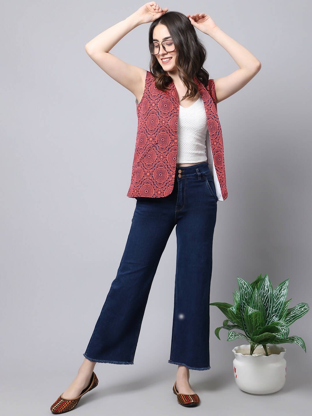 Even Apparels Navy 100% Viscose Rayon Open Front Gillet - Distacart