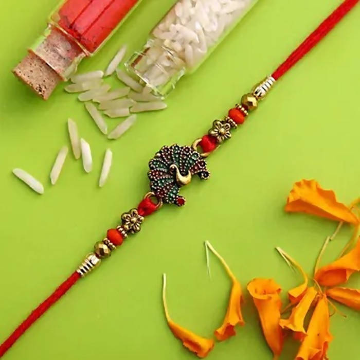 Beautiful Peacock Ethnic Rakhi & Soan Papdi - Distacart