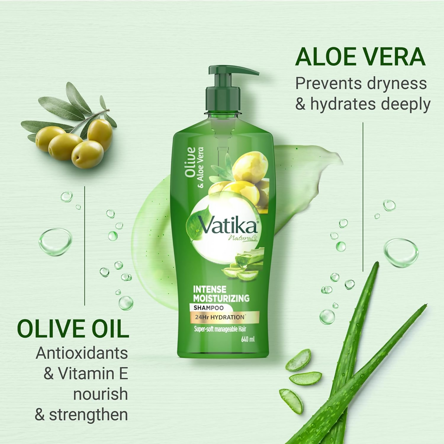Dabur Vatika Naturals Olive & Aloe Vera Intense Moisturising Shampoo - Distacart