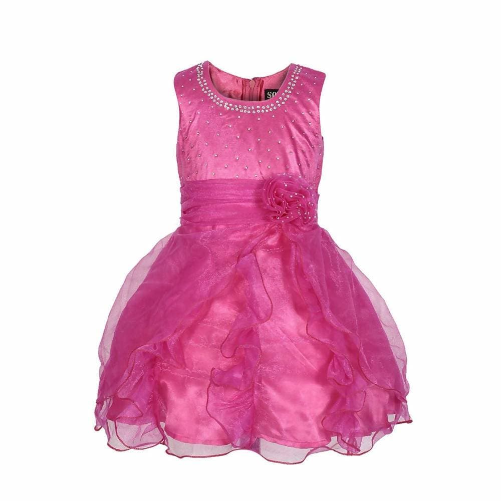 Asmaani Baby Girl's Pink Color Satin Knee Length Frock (AS-DRESS_22139) - Distacart