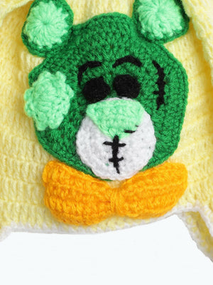 Chutput Kids Woollen Hand Knitted Bear Detail Cap - Yellow - Distacart