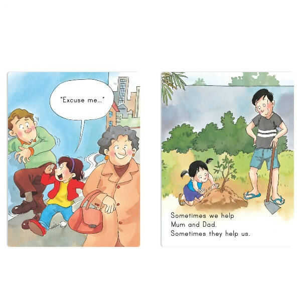 Jolly Scholars Social Well Being Hardbound 8 in 1 Stories Book For Kids To Learn Respect, Manner, Helping Our Friends, Family and So On Ages 3-6 Years - Distacart