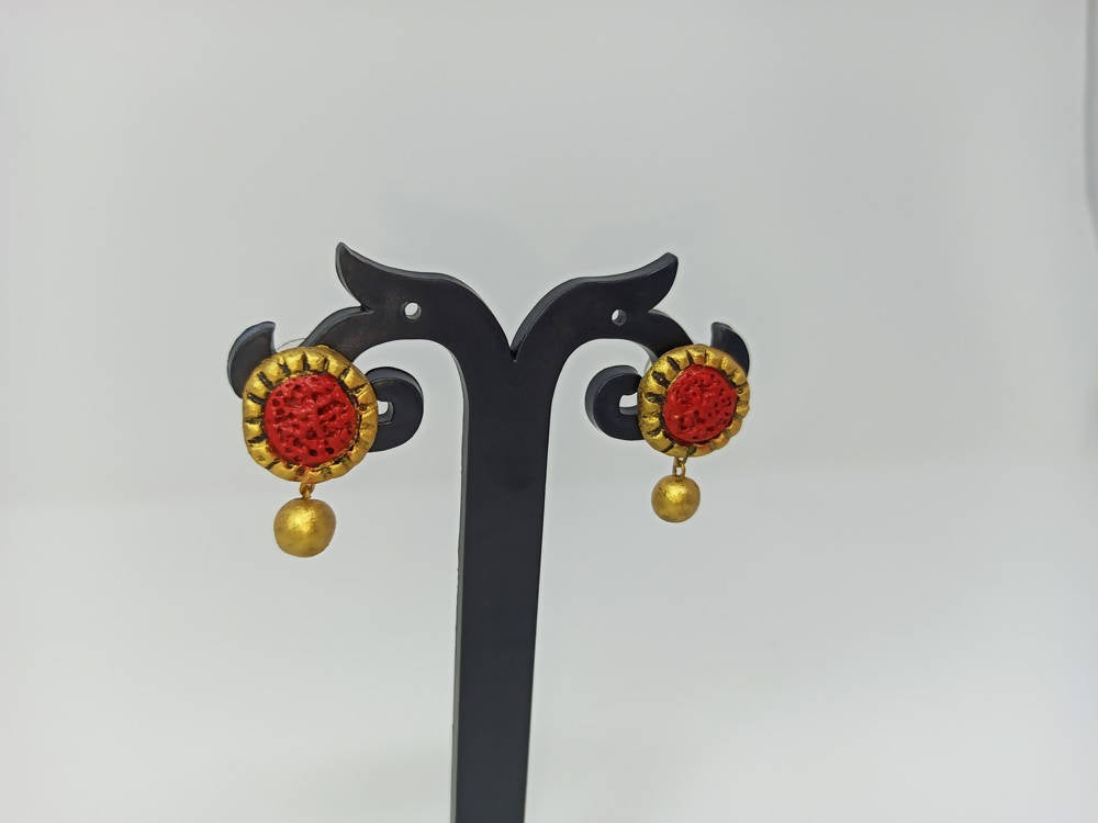 Terracotta Button Studs