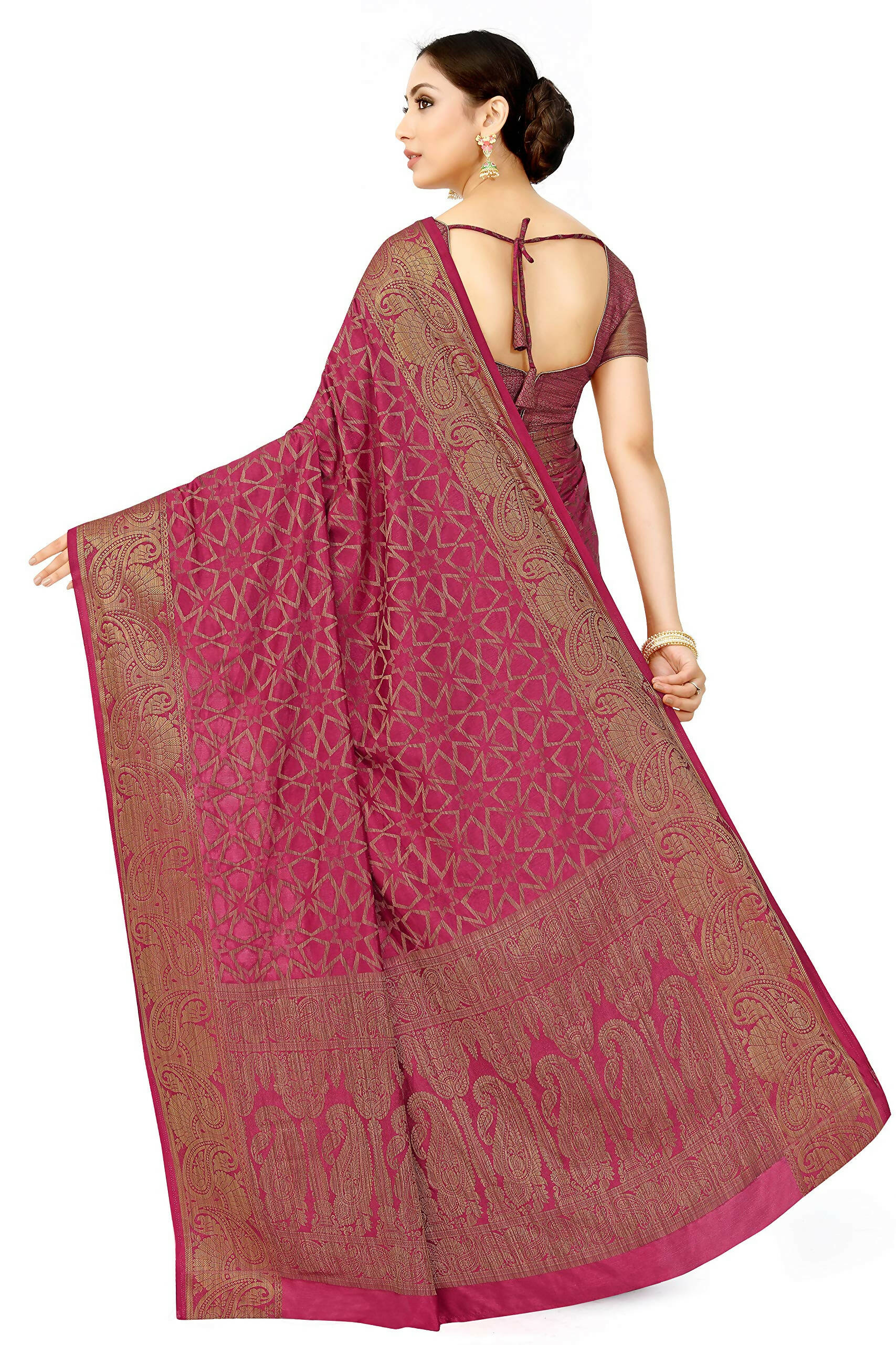 Mimosa Women's Pink Patola Art Silk Saree - Distacart