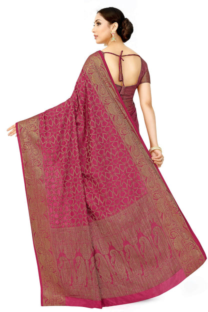 Mimosa Women's Pink Patola Art Silk Saree - Distacart