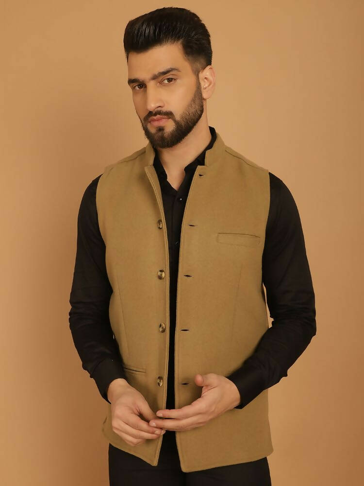 Even Apparels Pure Wool Nehru Jacket - Beige - Distacart