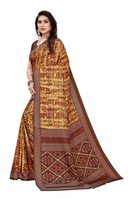 Vamika Printed Yellow Crepe Silk Saree (ICE YELLOW )