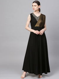 Thumbnail for Ahalyaa Black Crepe Dress - Distacart