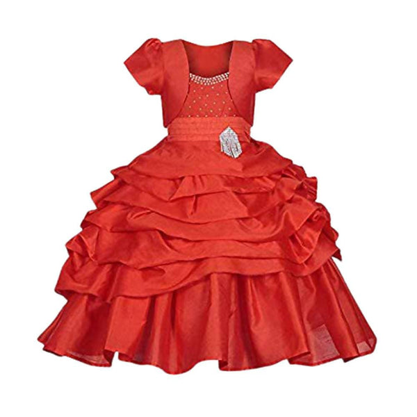 Asmaani Baby Girl's Red Colour Satin A-Line Maxi Full Length Dress (AS-DRESS_22117) - Distacart