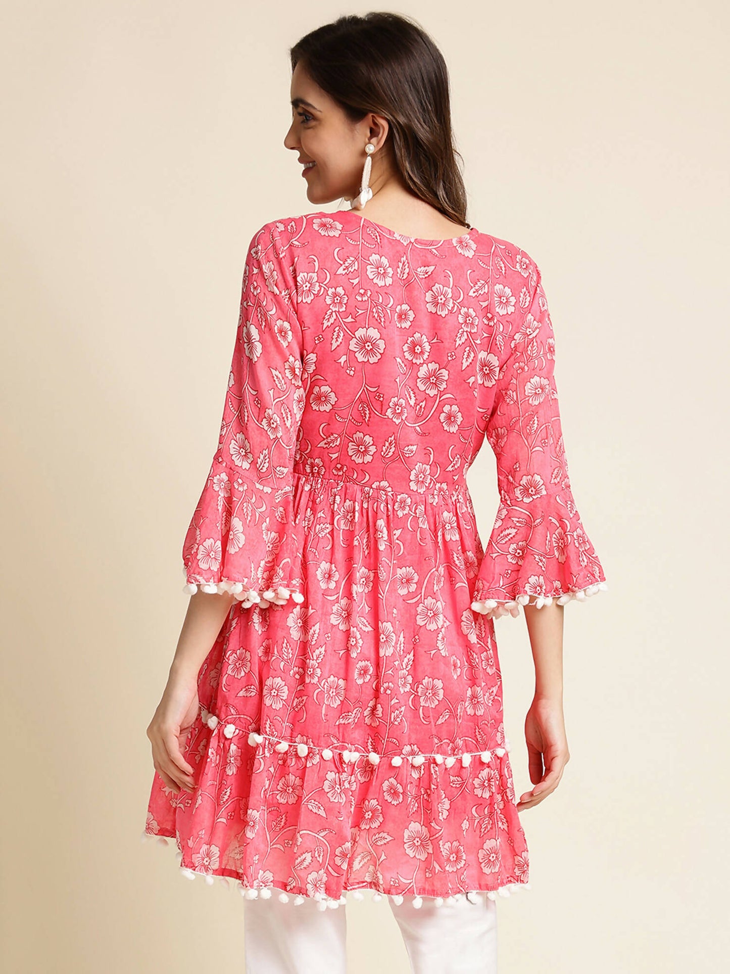Pink Cotton Floral Printed Top - Himanshi - Distacart