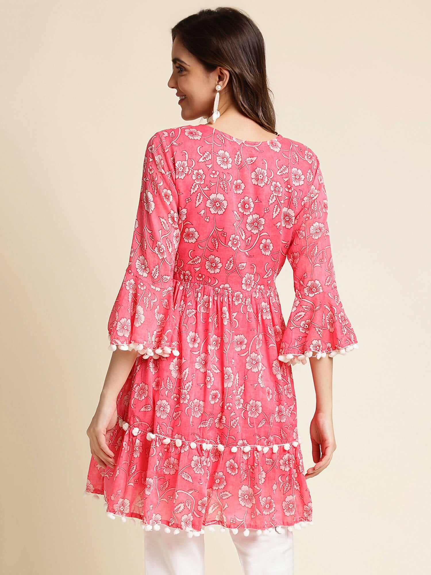 Pink Cotton Floral Printed Top - Himanshi - Distacart