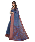 Thumbnail for Vamika Cotton Blue Jari Border Bollywood Style Saree (VASU BLUE) - Distacart