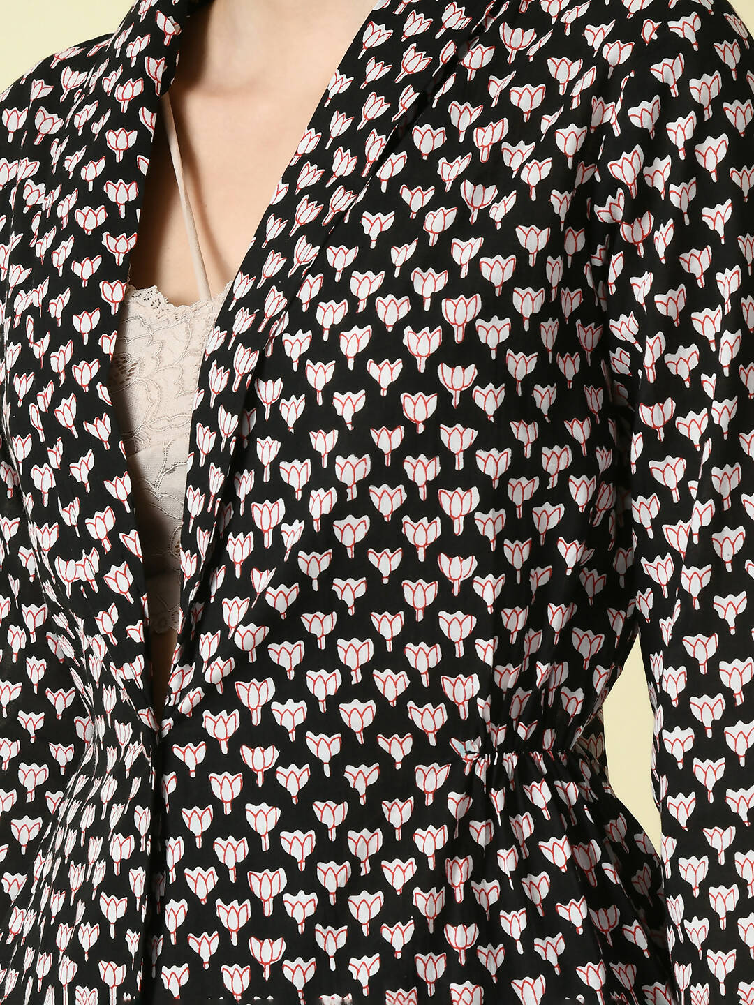 Myshka Women's Black Cotton Printed jacket - Distacart