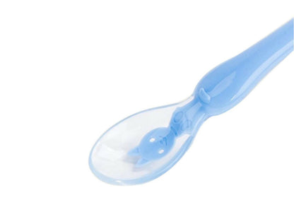 Safe-O-Kid Soft Silicone Tip Spoons Set Box (2 Spoons), Blue & Green - Distacart