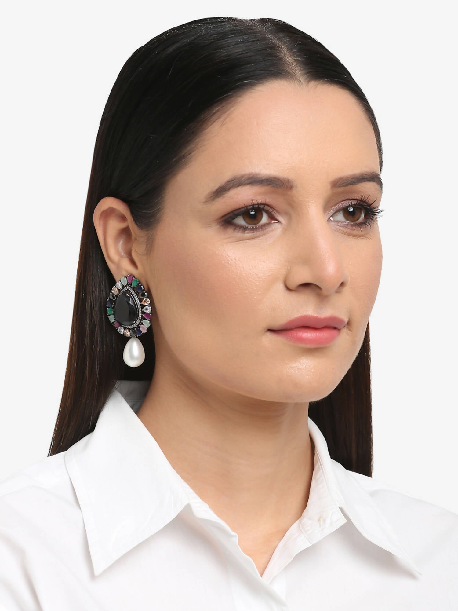 Multicoloured Contemporary Studs Earrings - Ruby Raang - Distacart