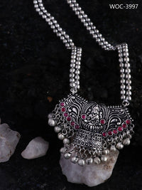Thumbnail for Mominos Fashion Johar Kamal Oxidised Laxmi Mata Statement Piece Long Necklace